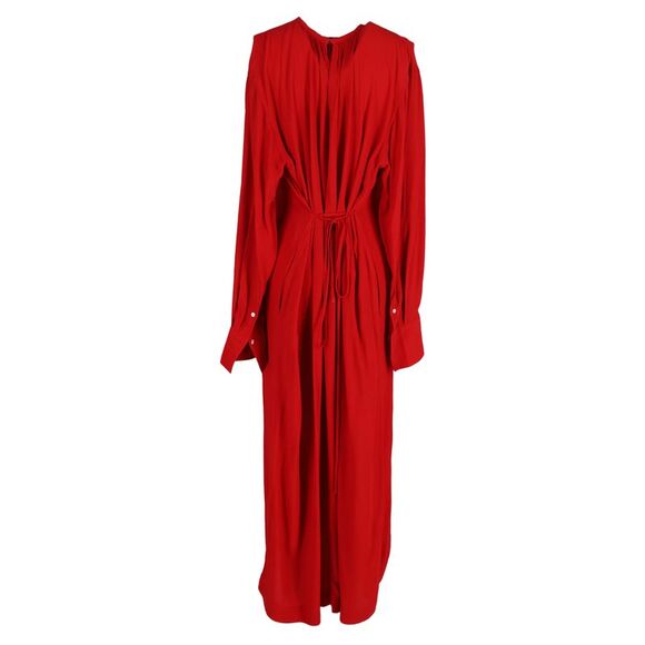 Totême Back Tie Waist Maxi Long Sleeve Dress in Red Viscose - Picture 3 of 3